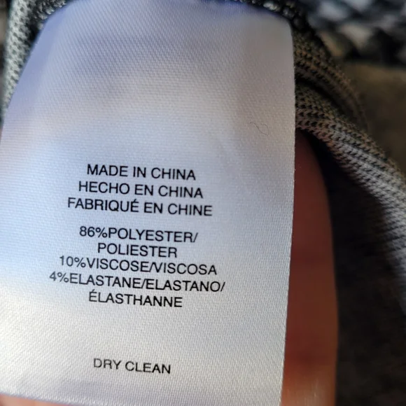 Jones New York Houndstooth Jacquard Top Women's Med Black White Multi 3/4-Sleeve - Picture 5 of 12